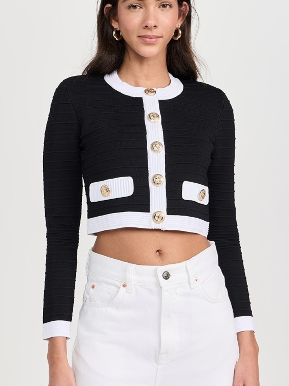RETROFETE Moore Bandage Knit Jacket Blazer Cardigan Black White XL - Picture 15 of 16